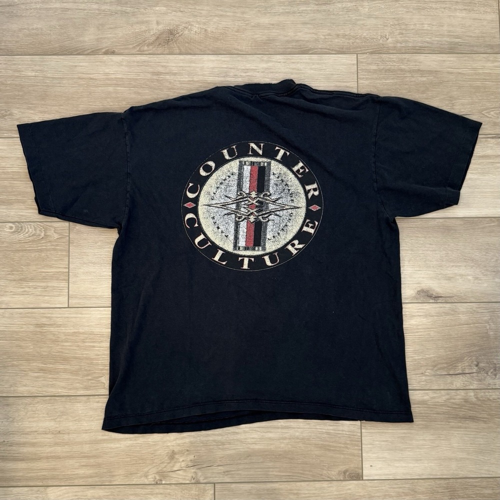 Vintage 1990s Counter Culture Skater Black T-Shirt Size XL Single Stitch VTG Tee